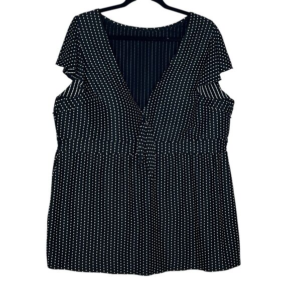 SWIM By Cacique Women's Size 26 Tankini Top Black White Polka Dots Wireless - Picture 1 of 7